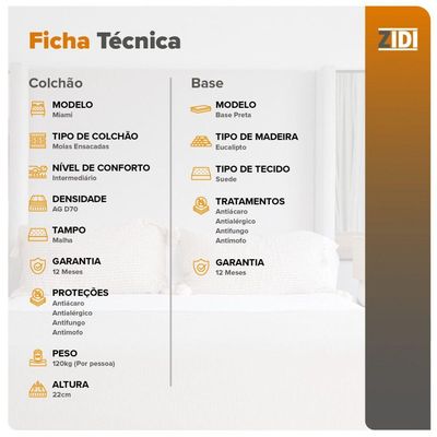 Cama Box Solteiro Preto + Colchão Molas Ensacadas Miami Cinza Com Preto
