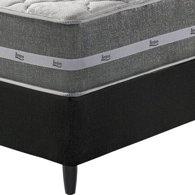 Cama Box Solteiro Preto + Colchão Molas Ensacadas Miami Cinza Com Preto