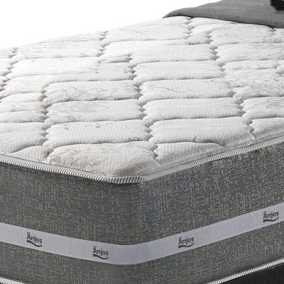 Cama Box Solteiro Preto + Colchão Molas Ensacadas Miami Cinza Com Preto