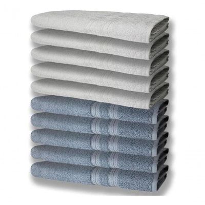 10 Toalhas Felpudas Grande E Grossa 80x150 5 Azul 5 Branco