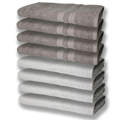 8 Toalhas Grande Super Felpudas E Grossa 80x150 4 Branco 4 Cinza