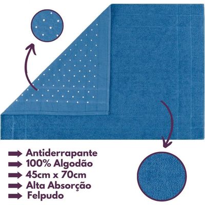 Jogo De Toalhas Gigante Itália Soft 2 Banhão + 2 Rosto + 2 Tapete Luxo 100% Algodão - Azul