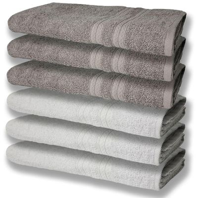 6 Toalhas Grande Super Felpudas E Grossa Algodão 80x150 Branco+cinza