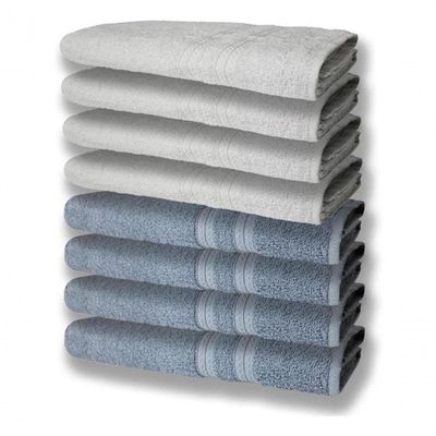 8 Toalhas Grande Super Felpudas E Grossa 80x150 Azul+branco