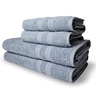 Jogo De Toalhas Itália Soft 4 Pçs - 2 Banho E 2 Rosto 430g/m² 100% Algodão - Azul