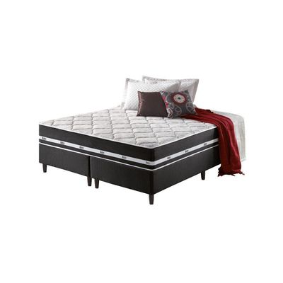 Cama Box King Preto + Colchão Molas Ensacadas Los Angeles Preto