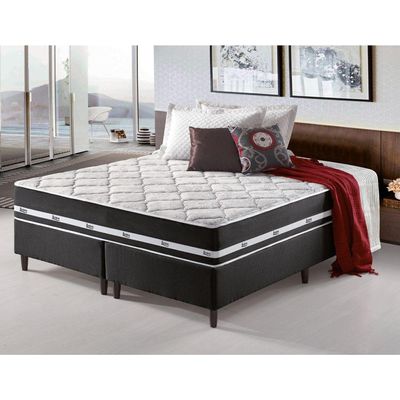 Cama Box King Preto + Colchão Molas Ensacadas Los Angeles Preto