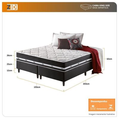 Cama Box King Preto + Colchão Molas Ensacadas Los Angeles Preto