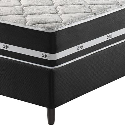 Cama Box King Preto + Colchão Molas Ensacadas Los Angeles Preto
