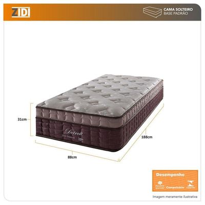 Colchão Solteiro Detroit Molas Ensacadas Visco Gel Pillow In Marrom