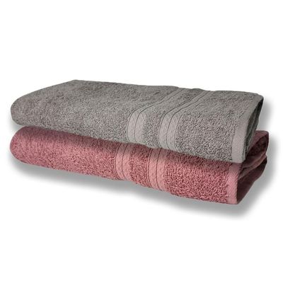 2 Toalhas Super Felpudas Grande E Grossa Algodão 80x150 Itália Soft Beka - Cinza/rosê