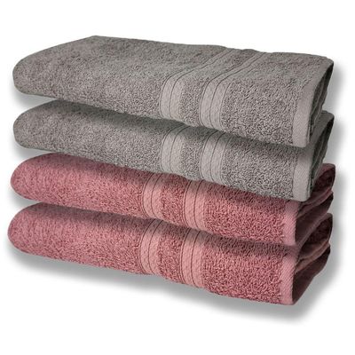 4 Toalhas Super Felpudas Grande E Grossa Algodão 80x150 Cinza+rosê