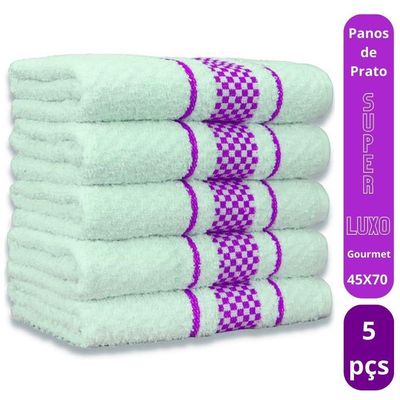 Kit 5 Pano De Prato Super Luxo Atoalhado Premium Gourmet Beka - Roxo
