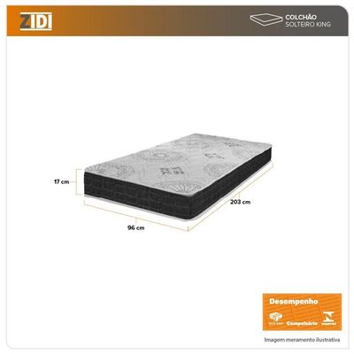 Colchão Solteiro King San Francisco Ortopédico Espuma 96cm Preto