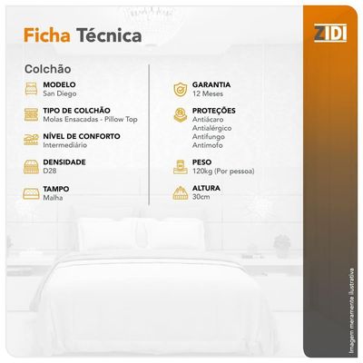 Colchão Solteiro Twin Size Molas Ensacadas San Diego Marrom