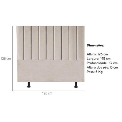 Cabeceira Estofada Cama Box King 195 Cm Maisa Suede bege