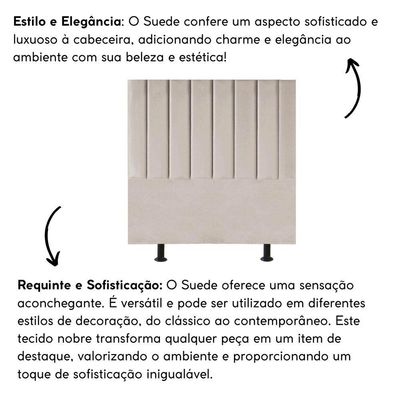 Cabeceira Estofada Cama Box King 195 Cm Maisa Suede bege