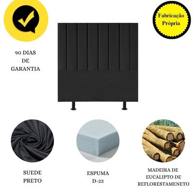 Cabeceira Estofada Cama Box Casal 140 Cm Maisa Suede preto