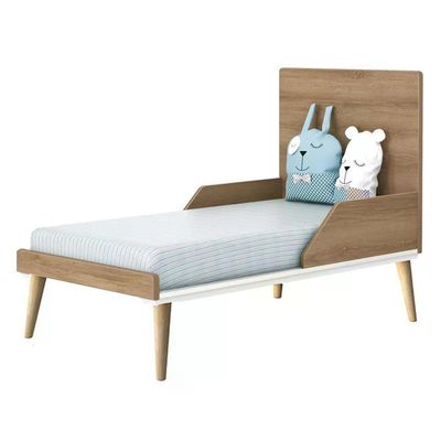 Berço Mini Cama Theo Branco Fosco/mezzo Fosco Com Pés Madeira Natural - Reller Móveis Branco Fosco/mezzo Fosco