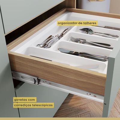 Balcão 1 Porta Basculante 4 Gavetas 120cm 100% Mdf Rainha
