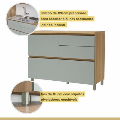 Balcão 1 Porta Basculante 4 Gavetas 120cm 100% Mdf Rainha