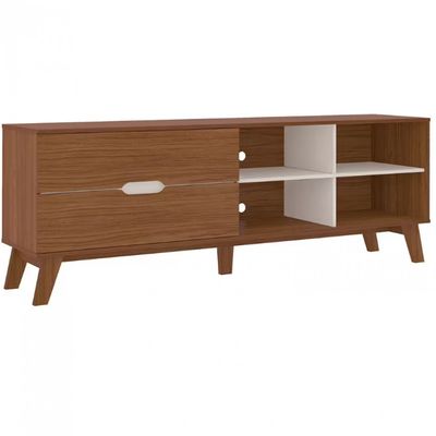 Rack Artely Verona com 180 cm de Largura, 2 Gavetas, Ideal para TV de Até 75 Cedro com Off White