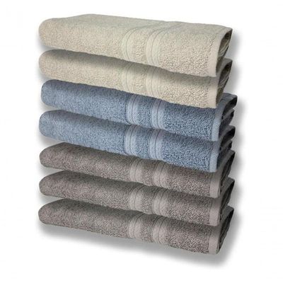 7 Toalhas Felpudas E Grossa 80x150 3 Cinza 2 Azul 2 Bege