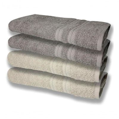 4 Toalhas Super Felpudas Grande E Grossa 80x150 Bege+cinza