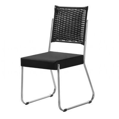 Cadeira de Jantar Aço Nobre Claudia com Assento Estofado e Revestimento Suede Preto