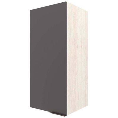 Armário Aéreo Cristal MDP 15mm com 1 Porta e 2 Prateleiras Bartira Freixo com Grafite