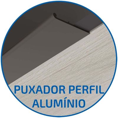 Armário Aéreo Cristal MDP 15mm com 1 Porta e 2 Prateleiras Bartira Freixo com Grafite