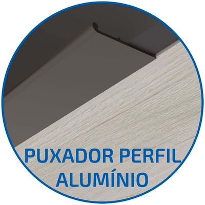 Armário Aéreo Cristal MDP 15mm com 1 Porta e 2 Prateleiras Bartira Freixo com Grafite