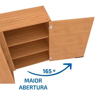 Armário Aéreo de Canto Bartira Cristal MDP 15mm com 1 Porta e 2 Prateleiras - 101,8cm de largura Lâmina Mel
