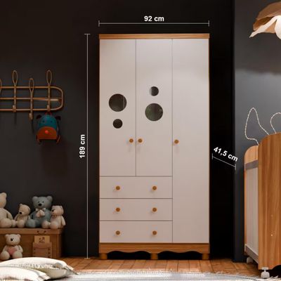 Guarda-roupa Duda Plus com 3 Portas 3 Gavetas Peroba Branco com Amêndoa