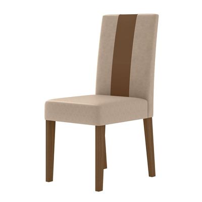 Conjunto de Sala de Jantar Mesa Belle com Tampo de Vidro e 4 cadeiras Poliman Carvalho com Off White