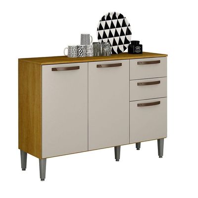 Balcão De Cozinha 3 Portas 2 Gavetas Maísa Cinamomo-off White