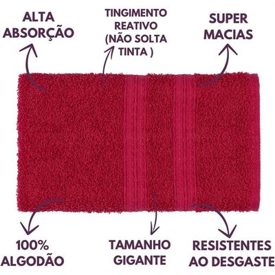 Jogo De Toalhas Gigante Itália Soft 2 Banhão + 2 Rosto + 2 Tapete Luxo 100% Algodão - Rosa