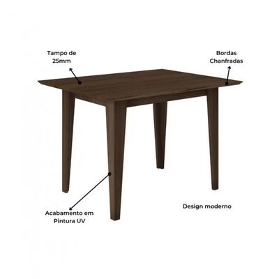 Conjunto Sala de Jantar Mesa com 4 Cadeiras Belle Poliman Amêndoa