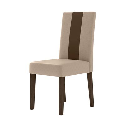 Conjunto de Sala de Jantar Mesa Belle com Tampo de Vidro e 4 cadeiras Poliman Amêndoa com Off White