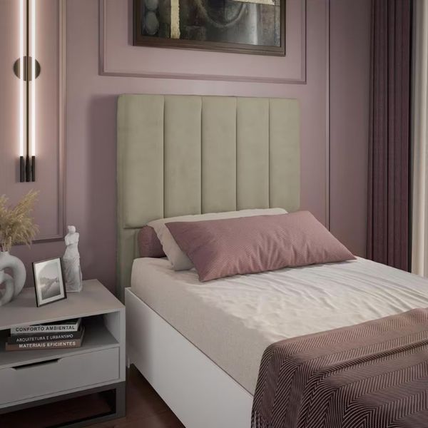 Cama Box Solteiro Dobuê Veneza com Revestimento em Veludo Camurça