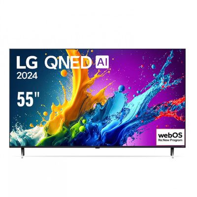 Smart TV 55 QNED 4K LG 55QNED80T com Processador AI a5 4K Ger71, webOS 24, AI Acoustic Tuning, Brilho IA, HDR10 Pro, Wi-fi e Local Dimming Preto / Bivolt