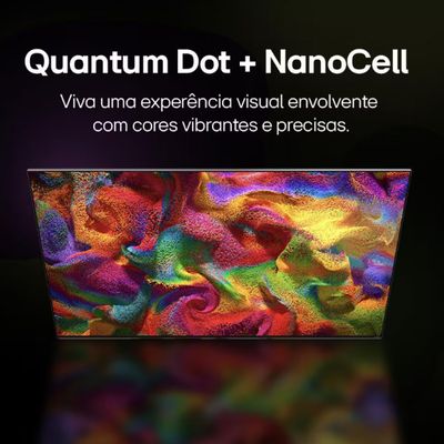 Smart TV 55 QNED 4K LG 55QNED80T com Processador AI a5 4K Ger71, webOS 24, AI Acoustic Tuning, Brilho IA, HDR10 Pro, Wi-fi e Local Dimming Preto / Bivolt