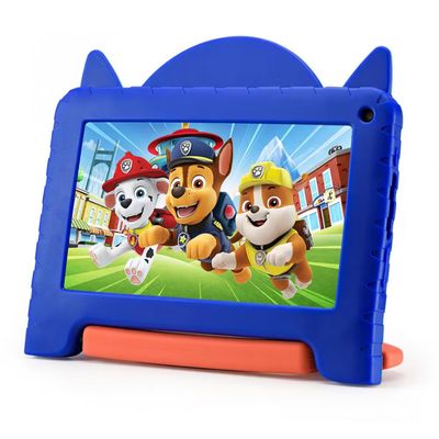 Tablet Infantil Multi Patrulha Canina 7 Polegadas 64GB 4GB de RAM Android 13 GO Processador Quad-Core Preto/Azul