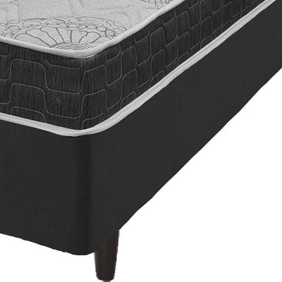 Cama Box Solteiro Preto + Colchão San Francisco D33 88cm