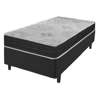 Cama Box Solteiro Preto + Colchão San Francisco D33 88cm