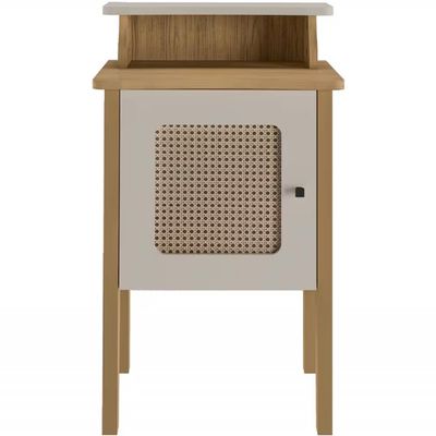 Mesa de Apoio Artely Charlotte com 1 Porta Carvalho com Off White