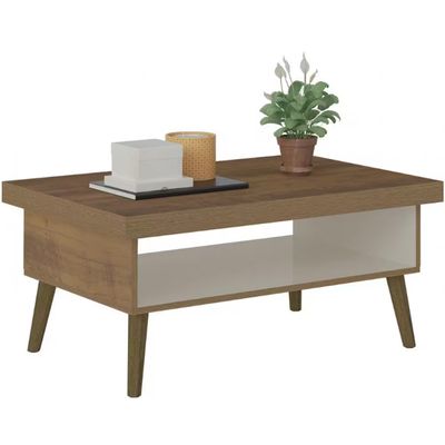 Mesa de Centro Artely Lucca 91 cm de Largura Pinho com Off White