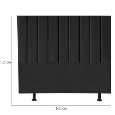 Cabeceira Estofada De Cama Casal Queen 160 Cm Maisa Corino preto
