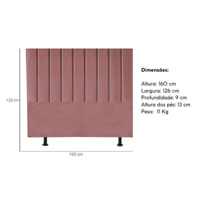 Cabeceira Estofada Cama Casal Queen 160 Cm Paolla Veludo rosê