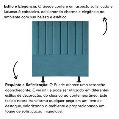 Cabeceira Estofada Cama Casal Queen Size 160 Cm Maisa Suede azul Turquesa